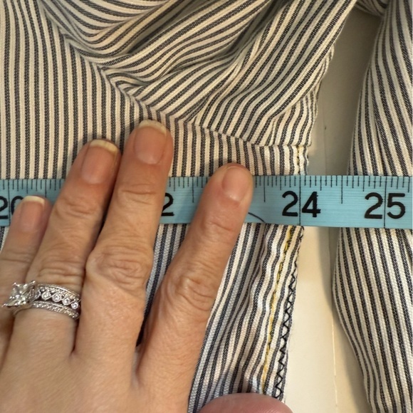 Chico's Seersucker Navy White Striped Yachtie Blazer Jacket Lightweight Size XL - Picture 10 of 10